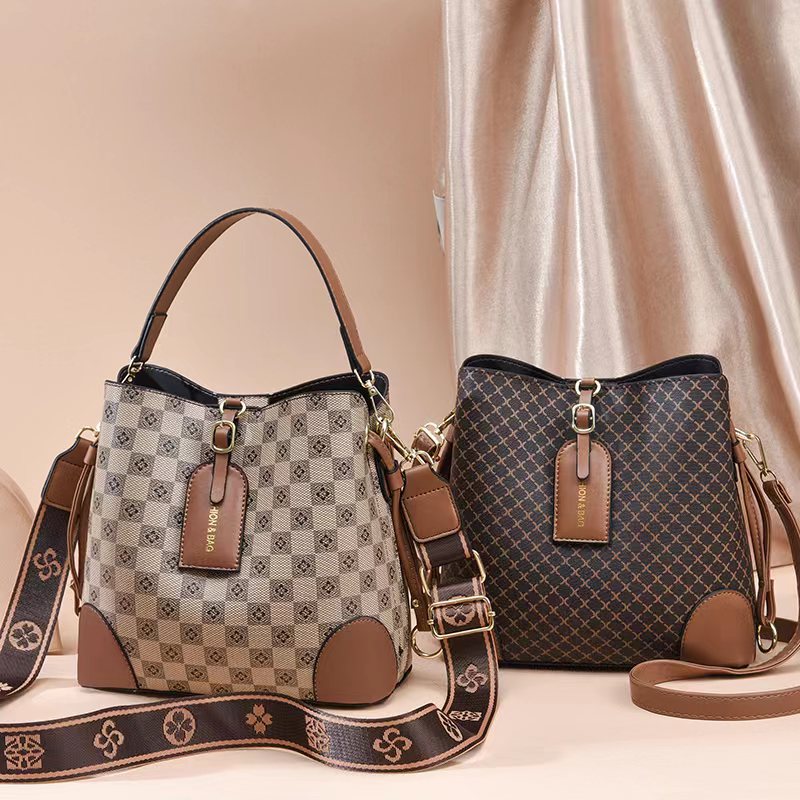 happy2024春季新款都市簡約箱包皮具PU印花水桶包womenbag