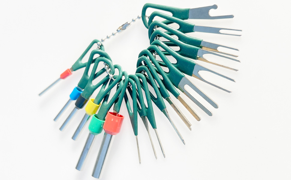 RUIZHI 23-delige Terminal Removal Tool Kit - Voor Het Verwijderen Van Kabelboomconnectoren Van Voertuigen Universele Voertuigconnectorverwijderaar Met Handschoenen Geschikt Voor Ronde En Platte Aansluitingen