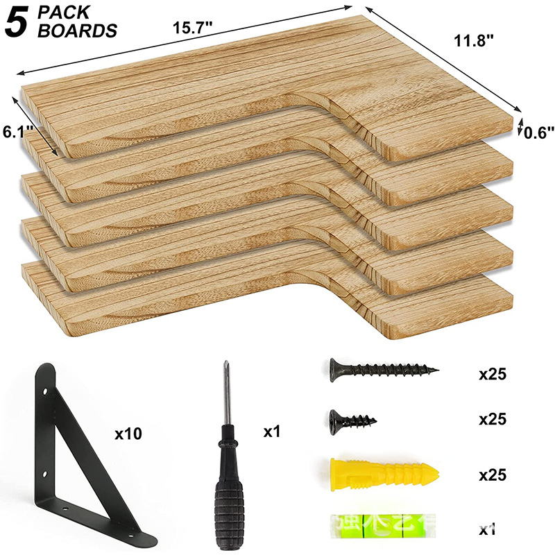 Estante de almacenamiento montado en la pared de madera de estilo rural Partición flotante montada en la pared Estante de almacenamiento de esquina de madera maciza Artículos diversos Estante organizador