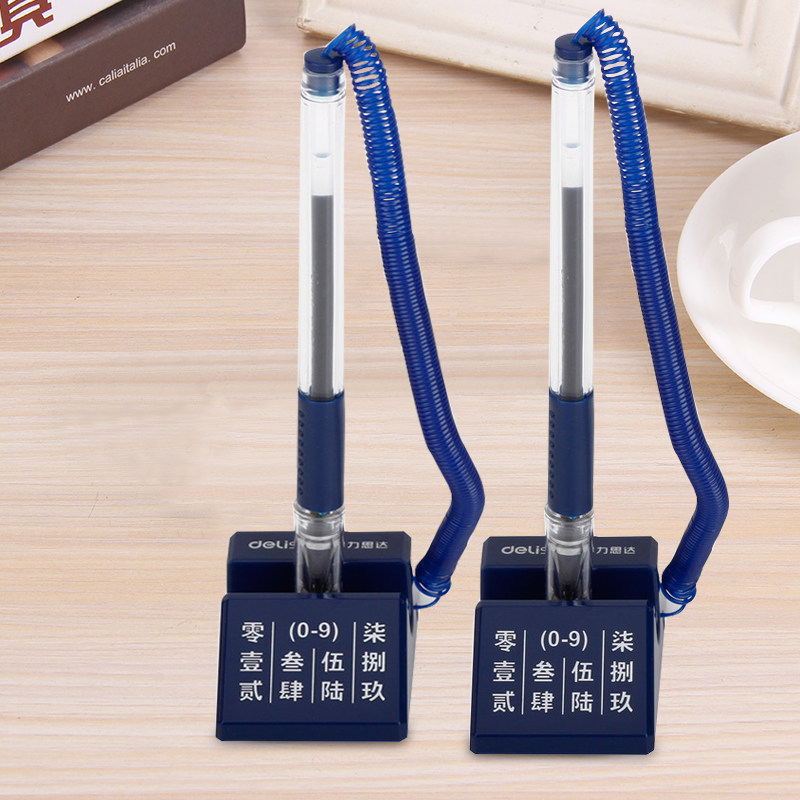 Deli 6790 Desktop Business Office Pen 180 Degree Rotating 0.5mm Gel Pen Water Pen Bank Counter Pen