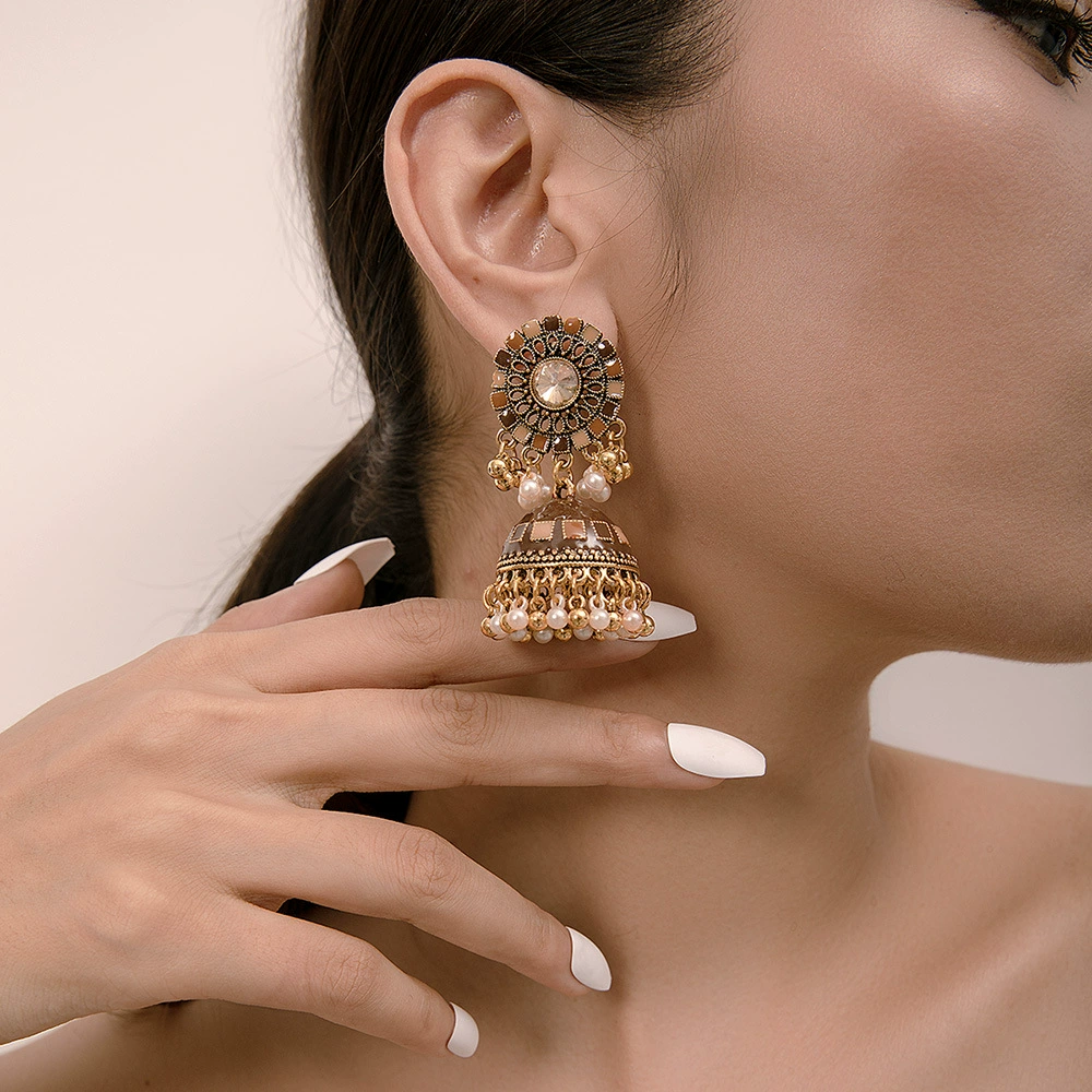Retro ethnic earrings, India, boho style, ethnic style