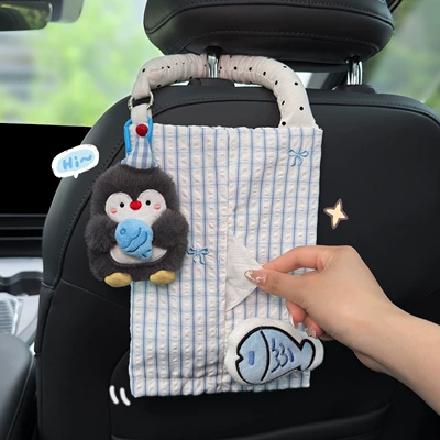 2026 Penguin Car Tissue Holder, Hanging Tissue Box for Front and Rear Car Seats, Cute Car Hook for Women