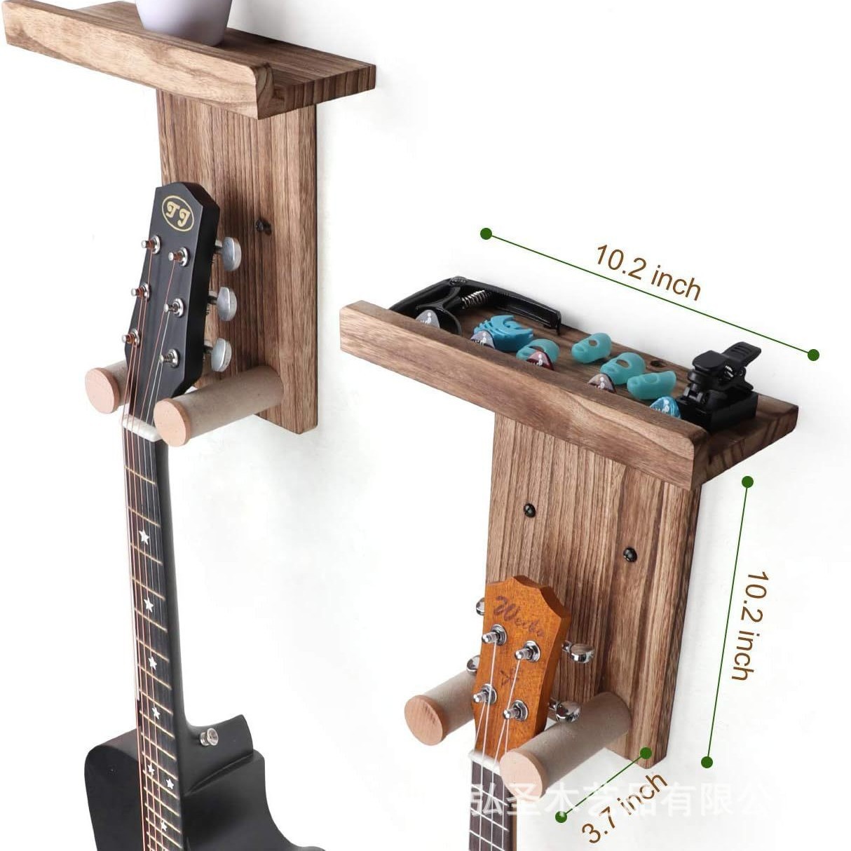 Soporte de guitarra de madera al por mayor, gancho de madera para guitarra de pared, bajo de guitarra eléctrica folk, soporte de madera de ukelele