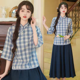 858##新款民国学生装女 复古风毕业班服套装 中国风演出服装