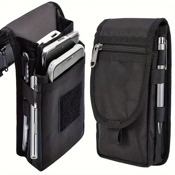 Cross-border outdoor leisure nylon wear-resistant waist bag with three-compartment layered design, pen pocket, storage release bag, shoulder bag