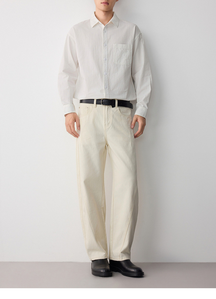 Áo sơ mi nam dài tay cotton trơn màu phong cách công sở — đen chi tiết 24