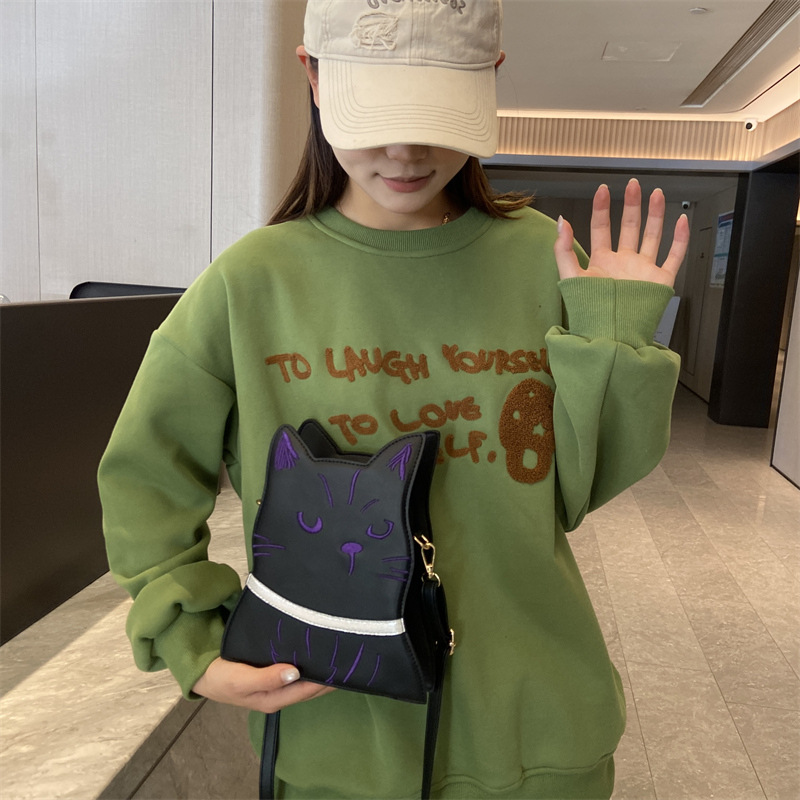 Borsa a tracolla a forma di gatto borsa a spalla donna versatile_voghion.com