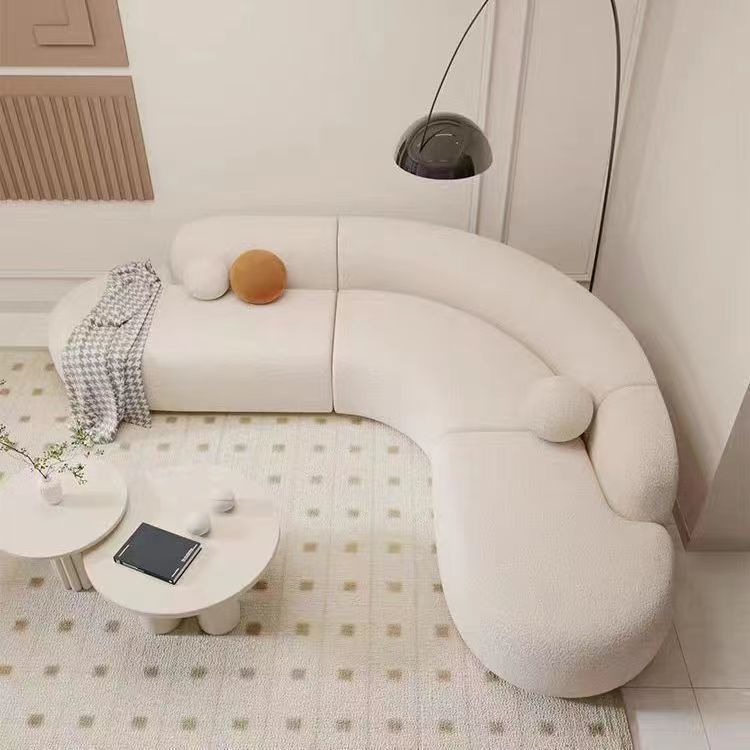 L-Shaped Sofa Curved Asymmetrical Corner Sofa Scandinavian Italian Normcore Sofa Leisure Hair Salon Right Angle Sofa