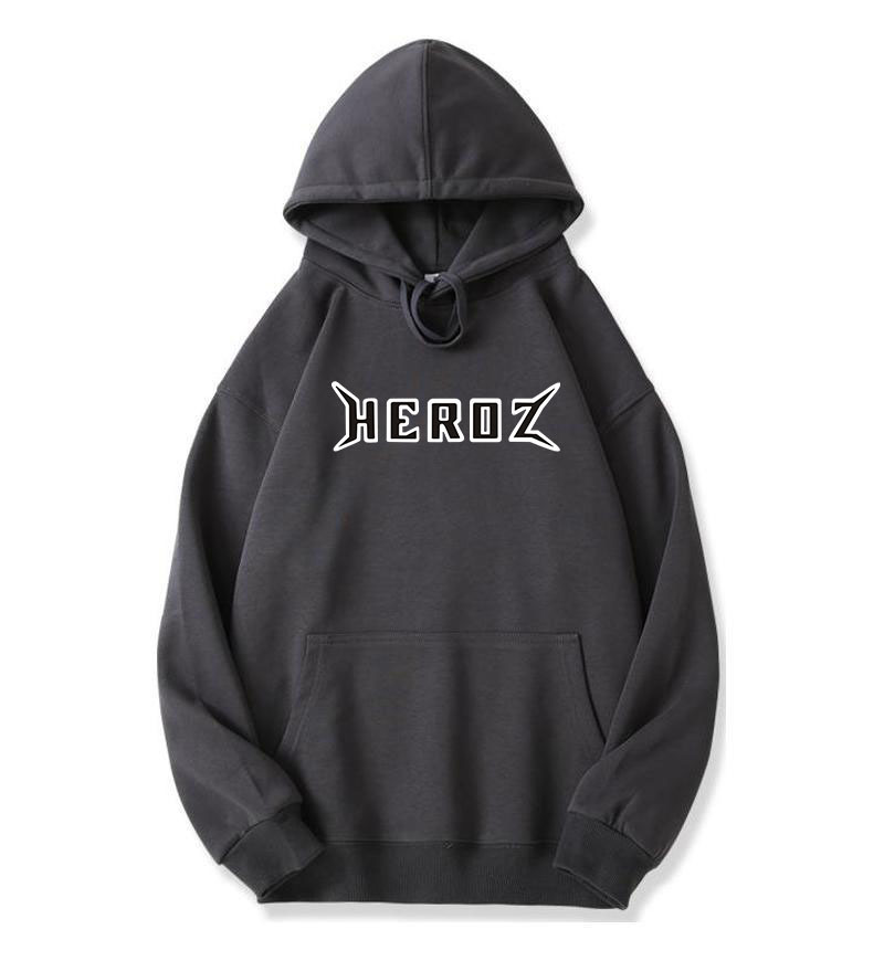 Men's Clothing 400G Silver Fox Fleece Fleece Lined Sweatshirt, Long Sleeves, Fleece Lined Drop Shoulder Hoodie, Hero Letter Autumn And Winter Style._viptrois.com