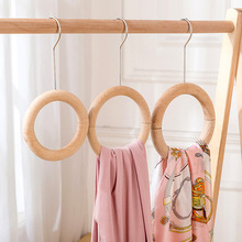 服裝店實木圈圈展示S鈎圍巾絲巾圓形衣架創意木圈磁鐵包包掛展架