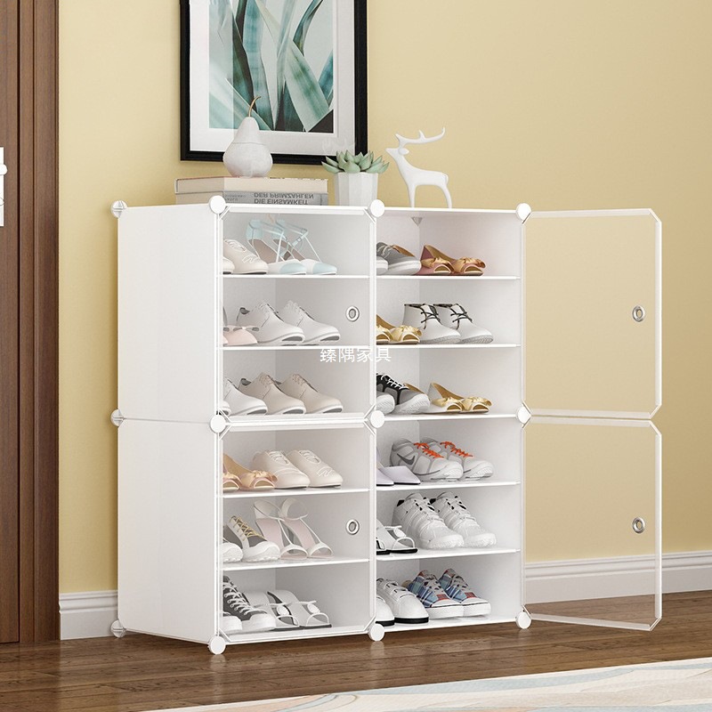 simple estante de zapatos armario de plástico almacenar artefactos a prueba de polvo gran capacidad de ahorro de espacio de montaje de puerta doméstica económica