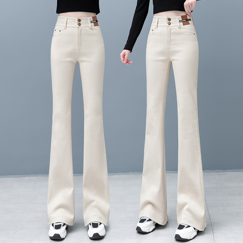 Fashionable women's flared jeans 2026 autumn and winter new high-waisted slim-fit versatile stylish casual pants bell-bottom pants