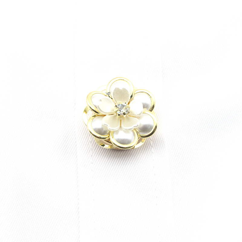 Casual, Lady, Streetwear Style 10 PCS/Package Imitation Pearl Copper Flower Jewelry Buckle Metal Button