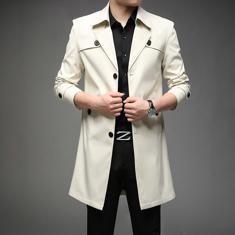 Gabardina de M-8XL de los hombres de longitud media primavera y otoño casual Delgado coreano hombres de negocios de moda Chaqueta de traje de los hombres más el tamaño