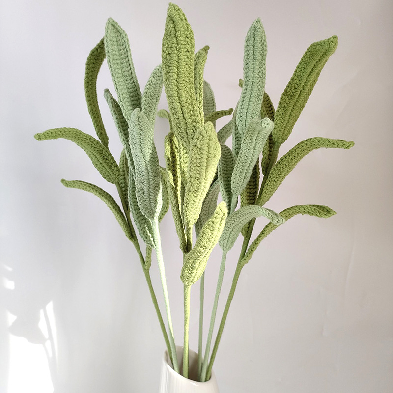 手工毛線編織富貴竹花束成品花束配草小清新家居裝飾擺件批發