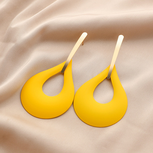 European and American new style exaggerated large earrings personalized metal paint water drop hollow women's earrings fashion geometric earrings wholesale