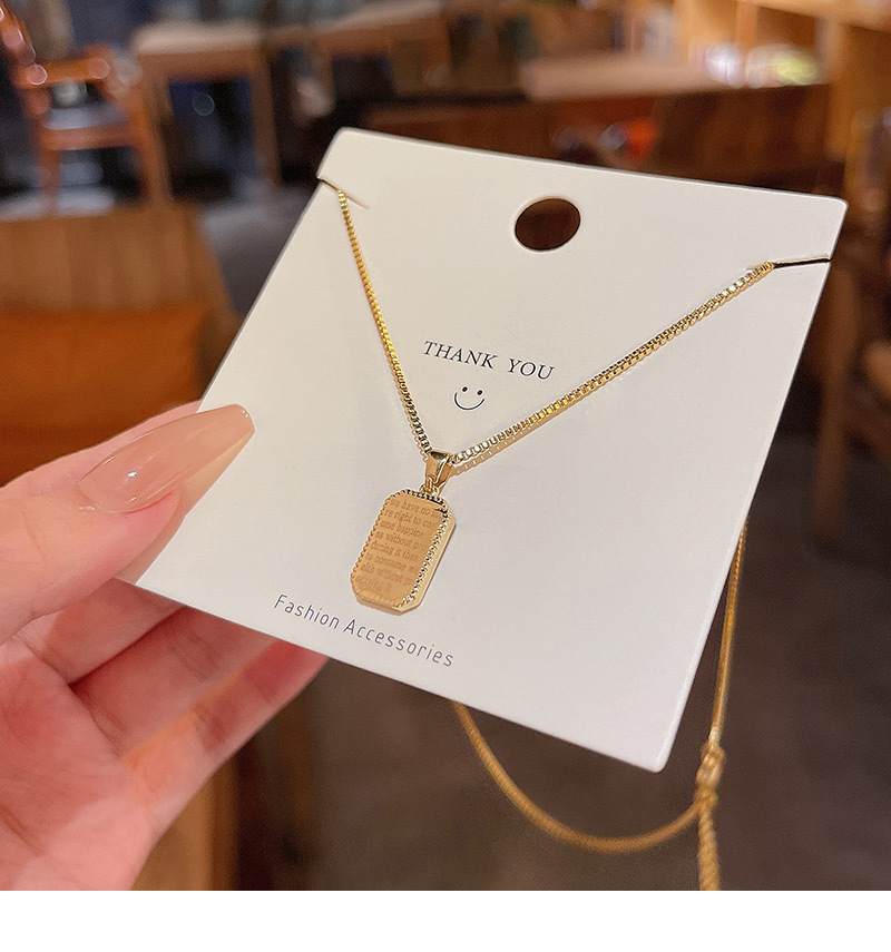 Simple Style Square Titanium Steel Enamel Necklace 1 Piece