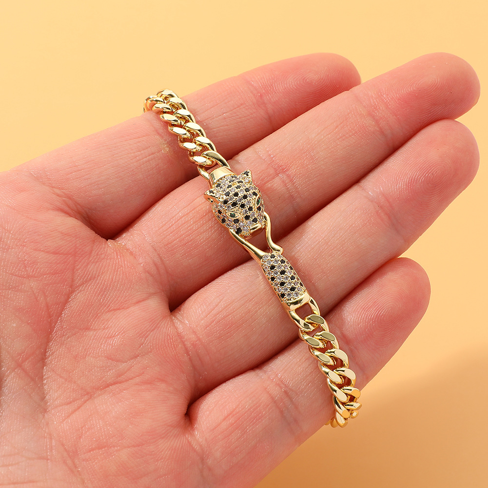Hip-Hop Animal Copper Gold Plated Zircon Bracelets