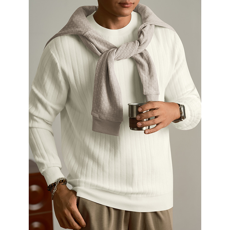 Wool Modal Crew Neck Sweater for Men, Autumn and Winter Slim Fit, Thickened and Warm, Inner Knit Base Layer Top for Men