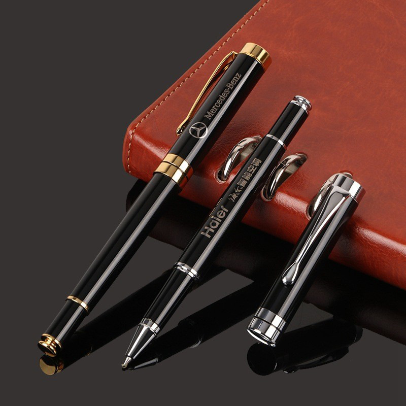 Factory direct sales advertising pen, can be customized with logo, high-end metal pen, 0.5 black ink pen, can be laser engraved