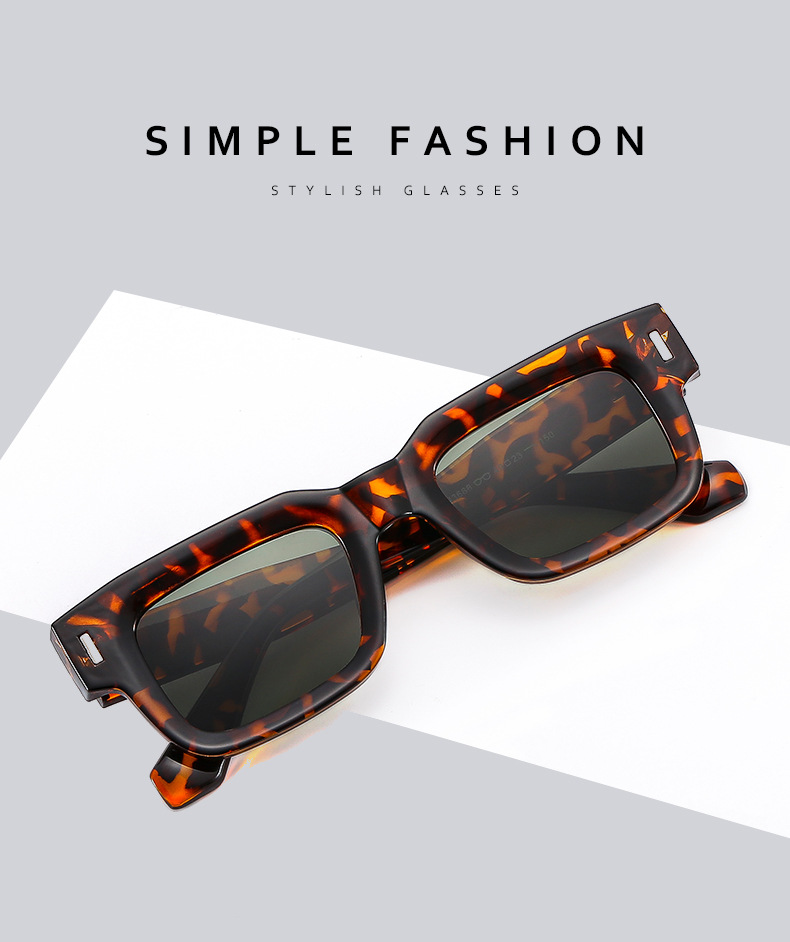 Square Glasses Style Daily Occasion Retro Solid Color Ac UV400 Protection Square Full Frame Men's Sunglasses