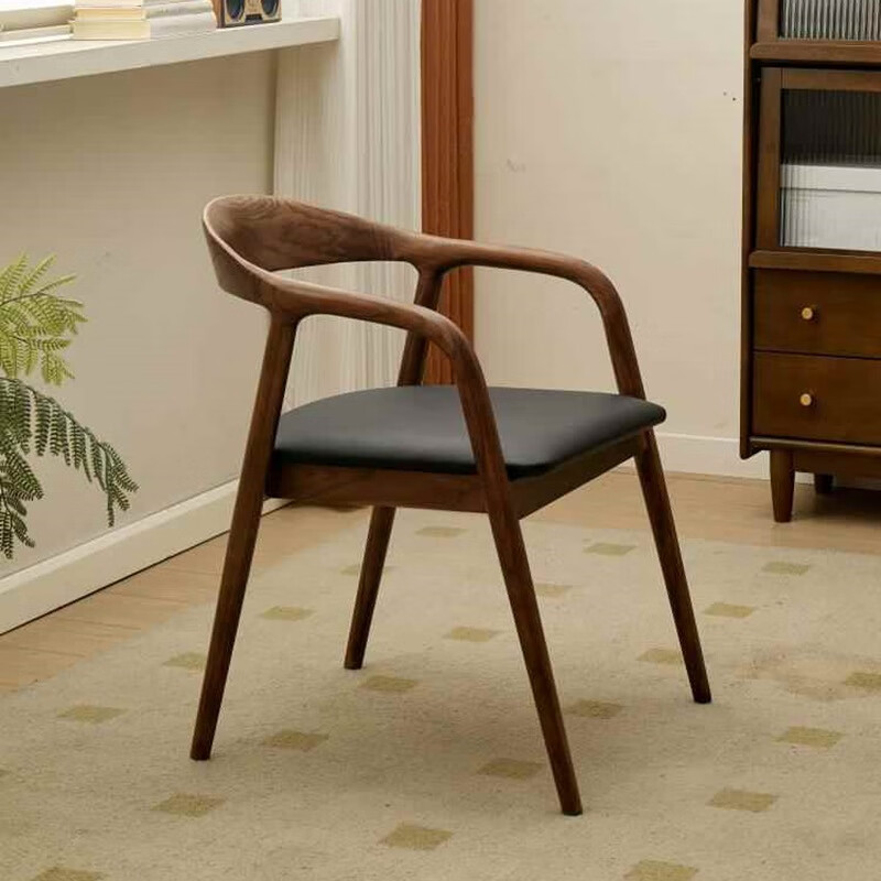 Silla de madera maciza silla de comedor de madera de cera blanca silla de respaldo silla de sillón silla presidencial silla de estudio con reposabrazos simple