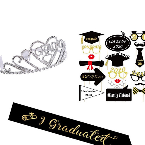Nueva decoración del Partido de graduación aleación Corona se graduó palabra de oro correa de hombro foto accesorios graduación traje