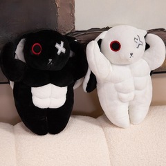 クロスボーダー新製品ダークリボーンウサギ筋肉ウサギタフウサギぬいぐるみ人形ハロウィンギフト装飾
