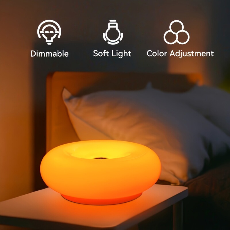 Trendy Vintage Ins-Style Wall Lamp with Donut Design for Bedroom, Touch-Controlled Orange Bauhaus Bedside Lamp, Ambient Light