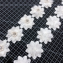 立体雪纺钉花钉珠涤光水溶花边 蕾丝刺绣贴花 服装童装发饰辅料