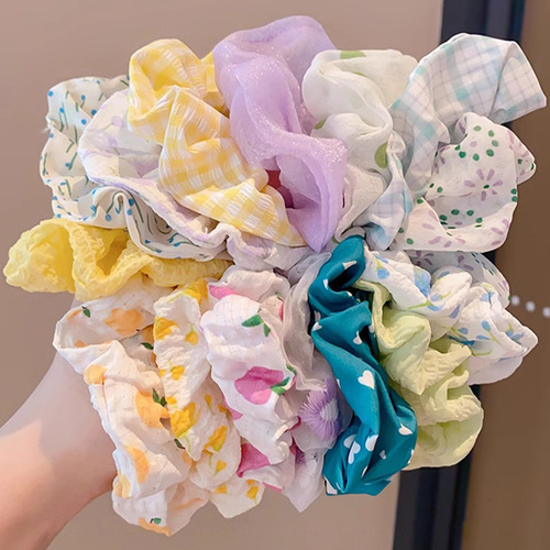 French-style gentle and cute large intestine hair tie for women, Korean high-end large intestine hair tie with high elasticity elastic band hair accessory