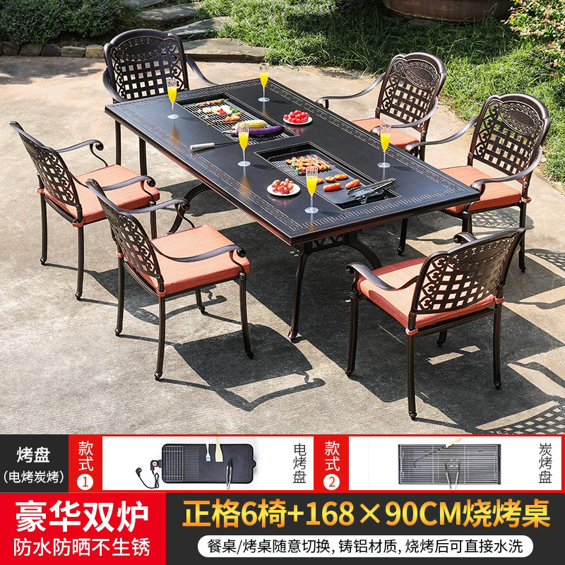 Zhengge 6 sillas + 168 * 90cm de doble horno estampado mesa de horno