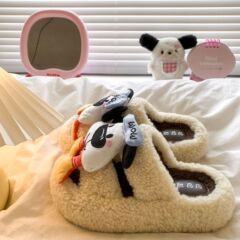 超火可爱加绒毛毛拖鞋女外穿2025秋冬新款厚底增高一脚蹬防滑棉拖