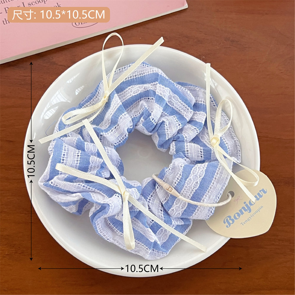 Inswind de alto valor facial anillo de cabello intestinal gran rosca de encaje de flores rotas cabeza de corda de cabello de niña corda de cabello universal retro corda de cabello