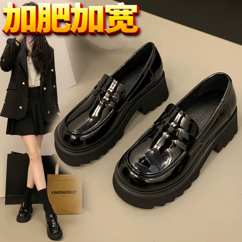 [B-138-8] Тупона большой размер Lefu туфли в британском стиле черный jk японские маленькие кожаные туфли расширенные толстые женские туфли