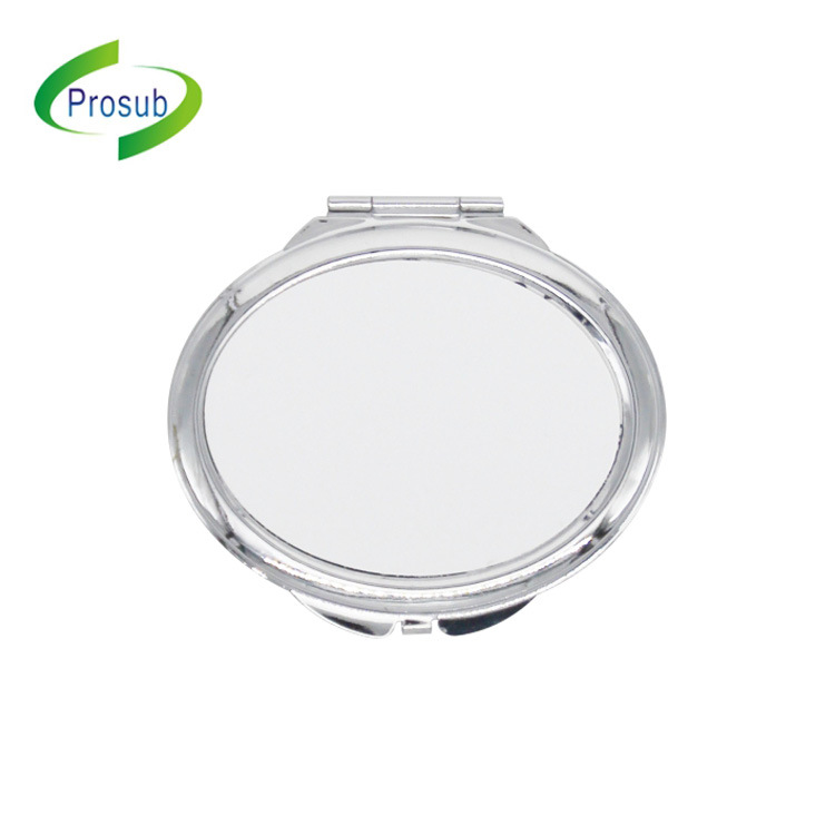 Transferencia de calor directa del cabello espejo cosmético impresión logo espejo plegable portátil espejo de metal Material al por mayor