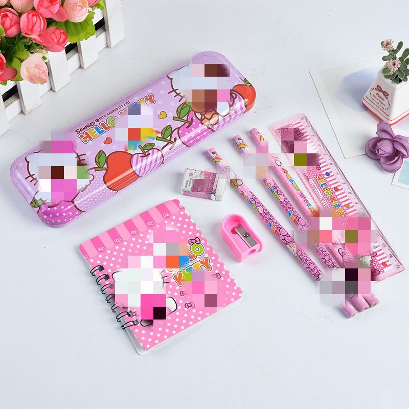 Juego de ocho piezas de artículos de papelería portátiles de dibujos animados para el Día del Niño, regalos de recompensa para las fiestas