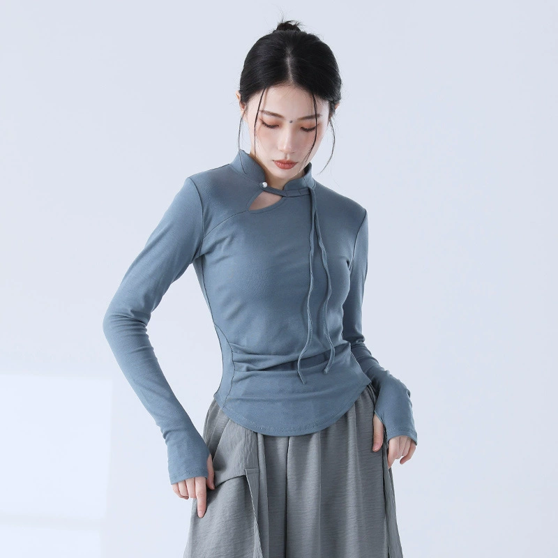 Modern base body-friendly retro cheongsam, sports clothing, long-sleeve, Chinese style