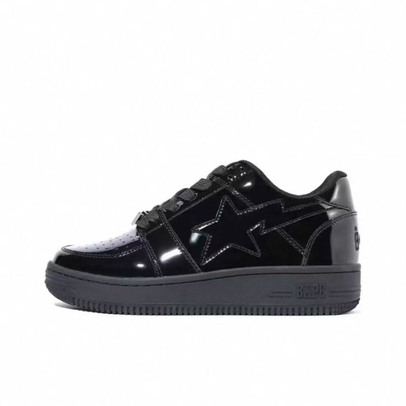 BAPESTA SK8 DUNK ブラック ホワイト シャーク パテントレザー トレンド カジュアル バイブ ロートップ スポーツ スケートボード シューズ|undefined