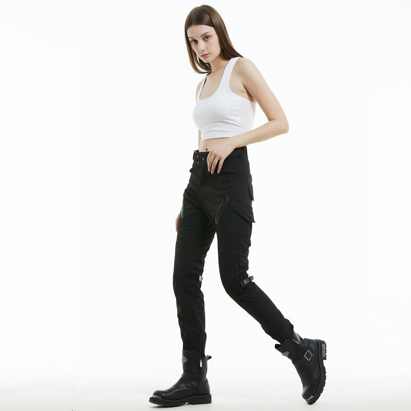 Pantalones de montar motocicleta impermeable a prueba de viento transpirable cintura alta Mujer Caballero motocicleta anti-caída pantalones Four Seasons retro Commuter Pants