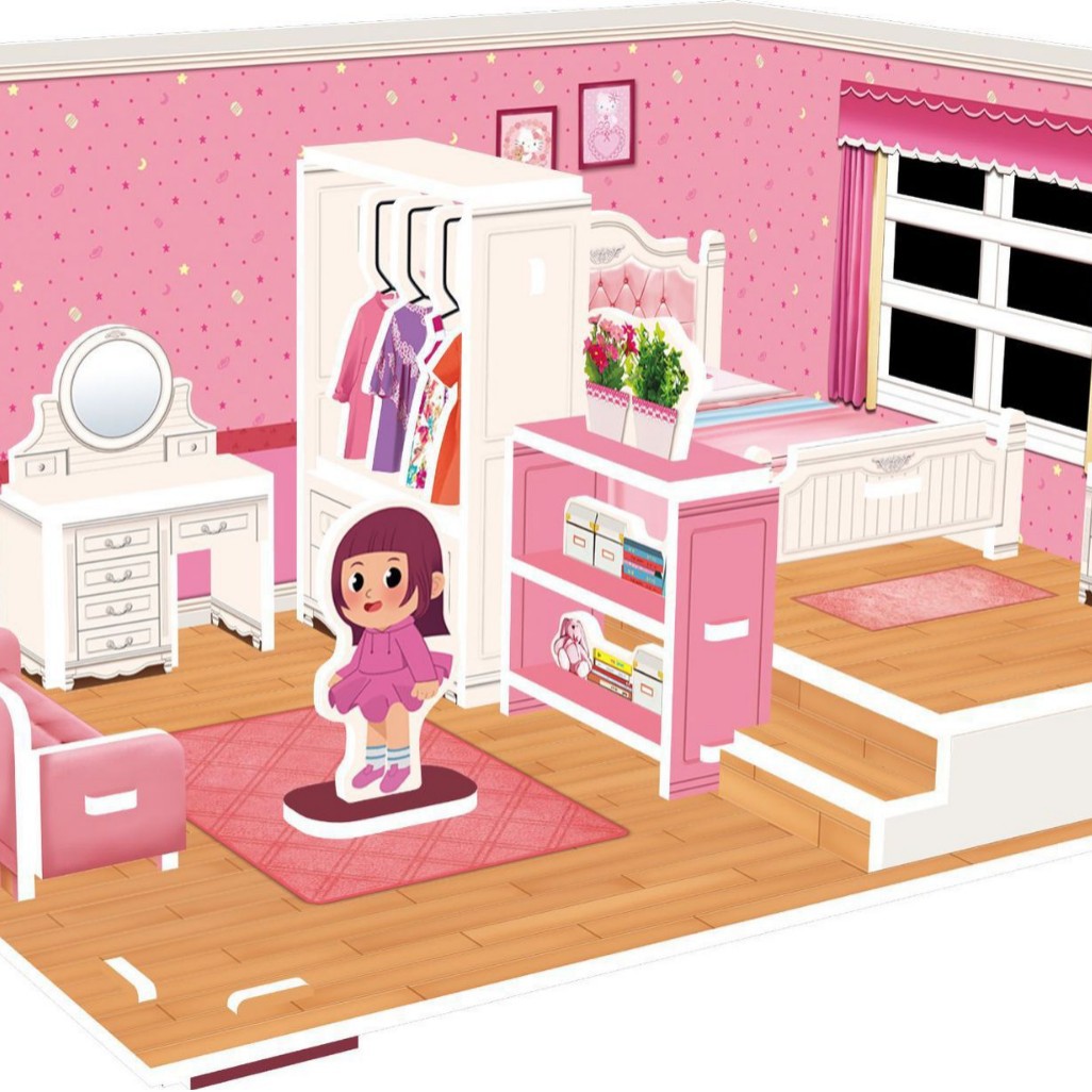 Tarjeta blanca 3D tridimensional de cuatro piezas de papel de rompecabezas de juguete escena chica serie regalo 3D rompecabezas niños juguete