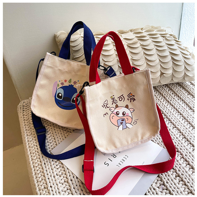"Bag Girl 2021 New Trendy Korean style, fashionable and personalized printed single-shoulder bag for women, canvas hand-held crossbody small bag. undefined