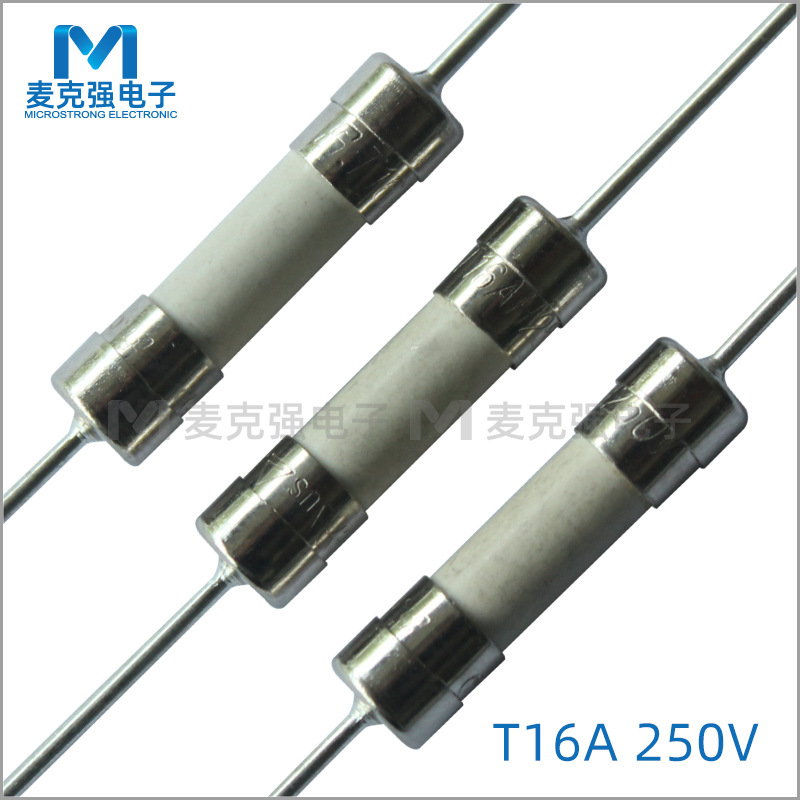 双帽陶瓷保险丝5*20mm带引线T16A 250V慢断5X20保险丝管慢熔延时