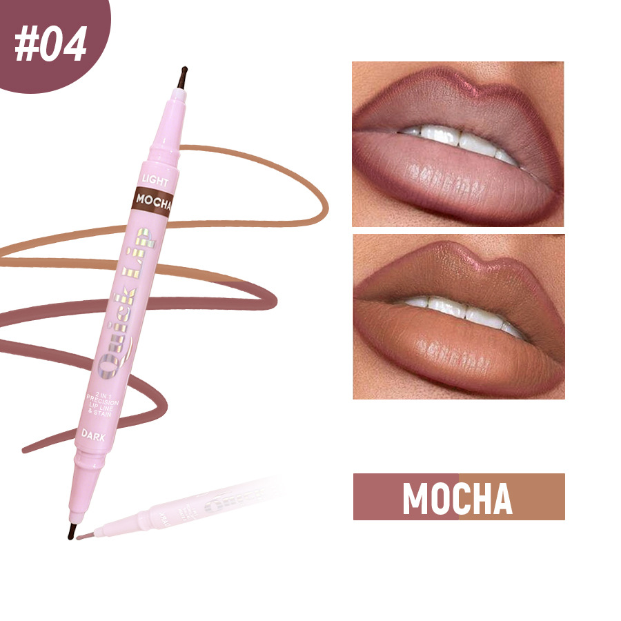 PAGE VINE doble lápiz labial lápiz labial esculpido lápiz labial 2 en 1 sello lápiz de delineador de ojos impermeable a prueba de sudor