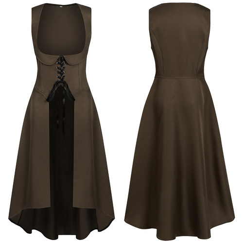 Spring and Autumn New Women's Medieval Retro Long Dress Costume Performance Costume