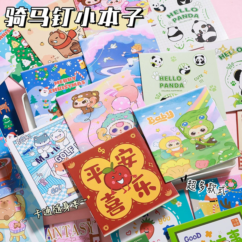Рождественский мультяшный блокнот A7 с капибарой, карманный блокнот для студентов, поощрительный приз, мини-блокнот в линейку, портативный маленький блокнот 16