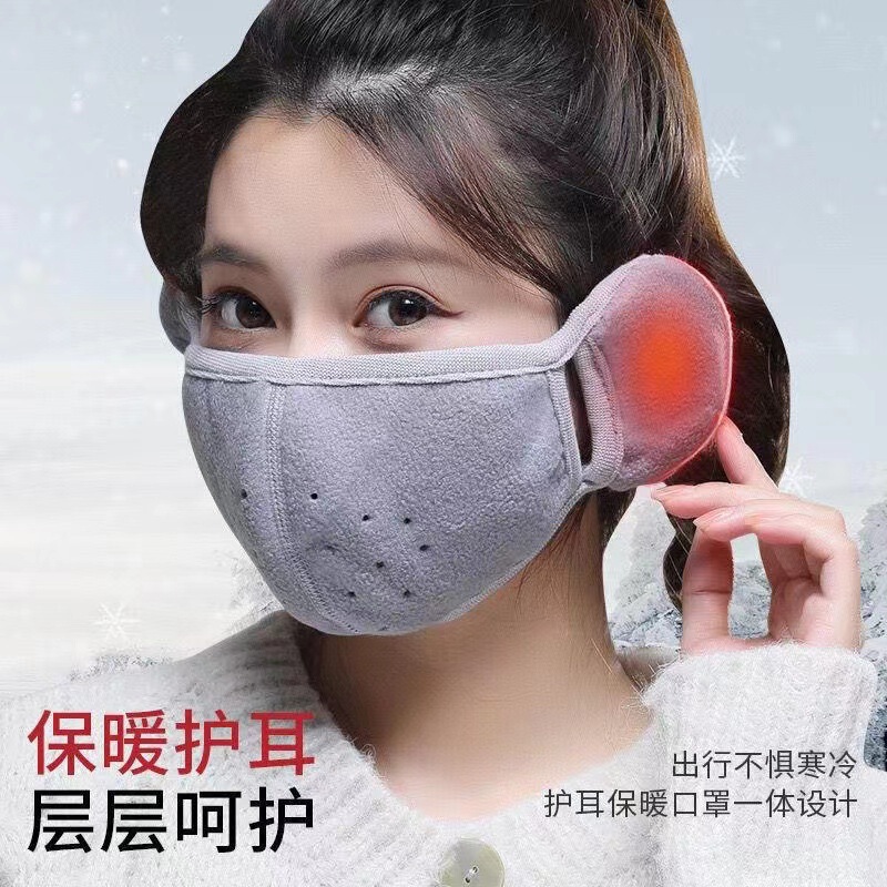 冬季骑行防寒面罩摇粒绒防冻防寒透气立体二合一体保暖护耳口罩|undefined