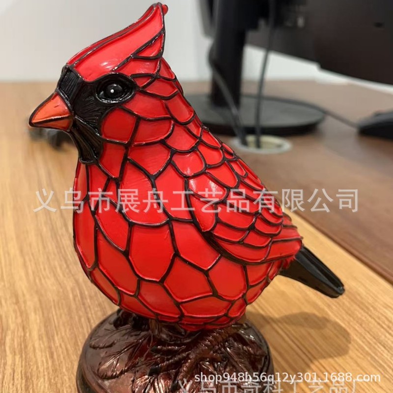 跨境摆件Cardinal Lamp装饰红鸟动物台灯|undefined