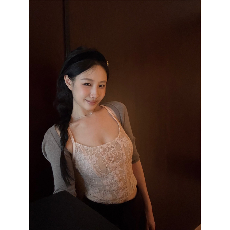 昕可达 dolly古董少女_绝美小重工zim蕾丝绣花吊带背心|undefined