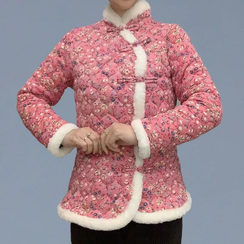 Домашняя хлопчатобумажная куртка женская северо-восточная большая цветочная теплая и холодостойкая маленькая цветочная куртка новая сетка красная рубашка